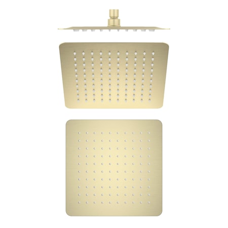 Kibi Cube 10 Metal Ultra Thin Profile Rain Shower Head 1.75 GPM - Brushed Gold SH1003BG